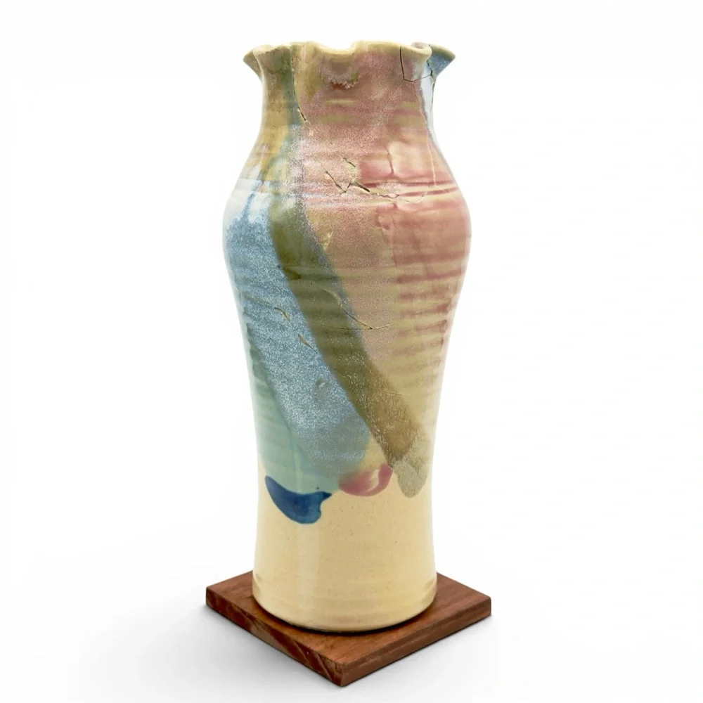 Kintsugi Vase 11” Hand Thrown Studio Pottery Gold Crack Art Personal Growth Gift
